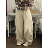 WIAOFELLAS  -  Japanese Retro Pleated Wide-leg Men Spring and Autumn Simple Elastic Waist Work Casual Pants