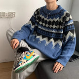 WIAOFELLAS  -  Men's Hong Kong Style Pullover Sweater Loose Stylish Knitwear Autumn Winter New Style Trendy Unisex Retro Versatile Top