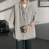 WIAOFELLAS  -  Summer Blue Short Sleeved Shirt Men Fashion Society Mens Dress Shirt Korean Loose Casual White Shirt Mens Office Formal Shirts