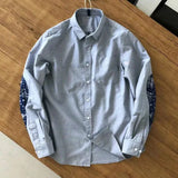 WIAOFELLAS  -  Fashionable Retro Street Patchwork Solid Color Shirt For Men 2024 Spring And Summer New American Style Casual Long-Sleeved Shirt
