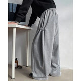 WIAOFELLAS  -  Simple Men's Sweatpants Drawstring Elastic Waist Thick Solid Color Bottom Staright Wide Leg Casual Male Pants Spring Autumn