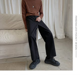 WIAOFELLAS  -  Winter Thick Woolen Pants Men Warm Fashion Cotton Black/Brown Suit Pants Men Loose Straight Pants Mens Casual Trousers S-2XL