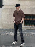 Wiaofellas  -  High Street Jeans Embroidered Jeans Men's Jeans Straight leg Jeans Fashion Casual Pants