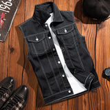 Wiaofellas  -  New Mens Spring Autumn Ripped Sleeveless Jeans Jackets Men Pockets Denim Waistcoats Male Cowboy Gilet Tank Streetwear D719