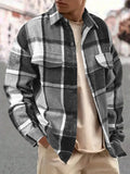 WIAOFELLAS  -  Fashionable and Elegant Lapel Checkered Men's Shirt Retro Furry Casual Long-sleeved Jacket Loose Versatile Shirt