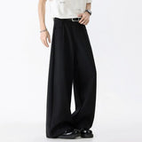 WIAOFELLAS  -  Simple Men's Suit Pants Solid Color Straight Wide Leg Summer Bottom Korean Silhouette Drape Cleanfit Male Trousers