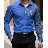 Wiaofellas  -  Geometric Three-dimensional 3D Printed Casual Lapel Long-sleeved Shirt Spring and Autumn Men's Trendy Versatile Shirt