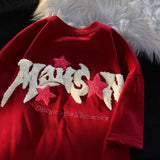 WIAOFELLAS  -  Men Short Sleeve T Shirts Embroidery Star Patchwork Tees Street Casual Harajuku Oversized Tshirt Hip Hop Summer Tops Unisex