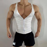 WIAOFELLAS  -  Men Vest Sports Fitness Full Zip Sexy Tank Top Streetwear Fashion Gym Shaping Daily Jogging Sleeveless T-Shirt Menswear 2025 New