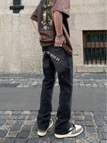 Wiaofellas  -  High Street Jeans Embroidered Jeans Men's Jeans Straight leg Jeans Fashion Casual Pants