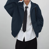 WIAOFELLAS  -  Men Jackets Striped Lapel Long Sleeve Zipper Loose Casual Male Coats Streetwear Fashion Leisure Thin Jackets Men S-5XL