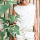 WIAOFELLAS  -  Early Spring and Summer Casual Men's Basic Style Sleeveless Vest Raw Edge Loose All-Matching Top Men