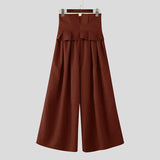 WIAOFELLAS  -  Men Wide Leg Pants Solid Color High Waist Joggers Casual Trousers Men Pleated Streetwear 2025 Fashion Male Pants S-5XL