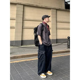WIAOFELLAS  -  Loose Large Pockets Cargo Jeans Men and Women Korean Fashion Streetwear Straight Wide-leg Pants Retro Hip-hop Drape Long Pants