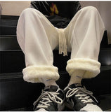 Wiaofellas  -  Winter Thickened Fleece Straight Leg Casual Pants Men's Trendy Lamb Velvet Versatile Cool Teenage Sports Fashion Trousers
