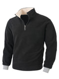 WIAOFELLAS  -  Personalized Autumn and Winter Casual Stand Collar Zipper Pullover Men's Long-sleeved Solid Color Zipper Splicing Pullover