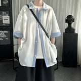 WIAOFELLAS  -  Light Blue ort Sve Embroidered irt for Men Summer Breeze Patchwork Design Breathable Thin Outerwear Casual Sle