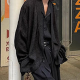 WIAOFELLAS  -  Mens Shirt Embroidered Robe Tie Shirt Streetwear Personality All-Match Y2k Dark Style Campus Long-Sleeve Top Men'S Clothing 2025