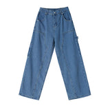 WIAOFELLAS  -  Japanese Style Male Straight Jeans Personalized Design Washed Men's Wide Legs Denim Pants Spring New Stylish