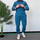 WIAOFELLAS  -  New Men's Thick and Warm Two-piece Set Fashionable Sportswear and Casual Wear Workout Set Men's Clothing Men's Sports Set