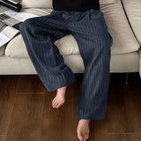 WIAOFELLAS  -  Men Pants Striped Patchwork Elastic Waist Joggers Loose Straight Trousers Men Streetwear 2025 Fashion Casual Long Pants
