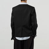 WIAOFELLAS  -  Men Blazer Solid Color O-neck Long Sleeve Button Casual Male Suit Streetwear 2026 Spring Fashion Leisure Thin Coats Men