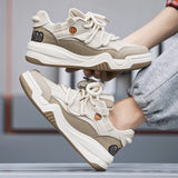 WIAOFELLAS  -  Autumn Men Casual Shoes Fashion Solid Colour Chunky Anti Skid Sports Sneakers Thick Sole Comfortable Breathable Mesh Footwear 44