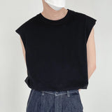 Wiaofellas  -  solid men's color tank tops loose Korean trend ins fashion summer male clothing black white sleeveless Tee tops 2Y8233