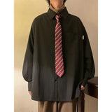 WIAOFELLAS  -  Long-sleeved Shirt Men Solid Color Japanese Retro Spring Loose Brown Trendy Versatile Cardigan