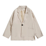 WIAOFELLAS  -  Men Blazers Daily Simple Commuting Style Solid Aesthetic Trendy Comfortable Japanese Basic Chic Outwear Spring Autumn Handsome