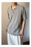 WIAOFELLAS  -  Fashion Men's Knit Hollow Out Texture Solid Color Shirts Trendy Single-breasted Lapel Casual Tops Male Summer