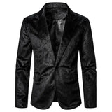 Wiaofellas - Men's Blazer Grain Texture Patterned Slim Fit Single Button Business Casual Club Stage Wedding Male Costume Dinner Party Jacket