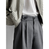 WIAOFELLAS  -  Grey Black Suit Pants Men Fashion Society Mens Dress Pants Korean Loose Casual Straight Pants Mens Office Formal Trousers 4XL