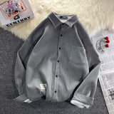 WIAOFELLAS  -  Autumn New Thickened Long Sleeved Shirt Korean Fashion Loose Men's Wear