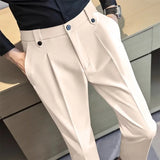 Wiaofellas  -  Men Elegant Gray Slim Fit Pants Formal Trousers For Business