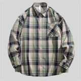 WIAOFELLAS  -  Spring Autumn Long Sleeve Casual Shirts Men American Style Checkered Shirt Mens Loose High Quality Vintage Tops Coat Male Couple