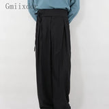 Wiaofellas  -  Summer Casual Pants Korean Version High-end Versatile Unisex Strappy Trousers Retro Trendy Straight-leg Drapey Wide-leg Trousers