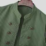 Wiaofellas  -  Men's Shirt Solid Color Lapel Half Sleeve Off Shoulder Hollow Out Men Clothes Loose Streetwear Fashion Casual Tops