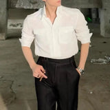 WIAOFELLAS  -  Mens Shirt Business Daily Office-Inspired Workwear Shirt Pocket Design  High-End Casual Slim Fit Long Sleeve Shirt Mens Clothes