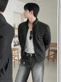 WIAOFELLAS  -  American Style Men's Pu Leather Jackets Stand Collar Solid Color Casual Coats 2025 Spring Male Clothing Simple New
