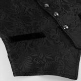 WIAOFELLAS  -  Mens Victorian Steampunk Vest Renaissance Medieval Gothic Waistcoat Men Vintage Black Jacquard  Notched Lapel Tuxedo Vests XXXL