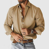 Wiaofellas  -  Classic Style Men Shirts Solid Long Sleeve Turn Down Collar Business Casual Shirt Man Loose Fashion Male Blouse
