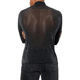 Wiaofellas  -  Male Nightclub Glitter T Shirts Spring Fall Skinny Long Sleeve Turtleneck Pullover Fashion See-through Shinny Men Party Pullover