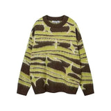 American high street contrasting round neck sweater men's 2025 autumn and winter retro loose top pullover trendy sweater women