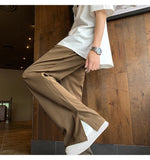WIAOFELLAS  -  Brown Black Baggy Suit Pants Men Fashion Social Mens Dress Pants Korean Loose Straight Flared Pants Mens Office Formal Trousers