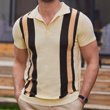 WIAOFELLAS  -  Summer Men's Clothing Luxury Knit V Neck Short-sleeved Polo Shirt Leisure Popular Streetwear Slim Knitwear T-Shirt Men MY1071