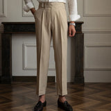 WIAOFELLAS  -  Men's Suit Pants Slim Fit Trousers For Wedding Party Business Formal Waistline Suit Pants Spring Summer