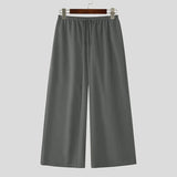 WIAOFELLAS  -  Men Wide Leg Pants Solid Color Drawstring Joggers Trousers Men Streetwear Loose Korean Style Fashion Casual Long Pants