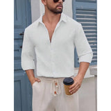 Wiaofellas  -  Autumn and Winter Men's Shirts Breathable Cotton Long-sleeved Plaid Shirt Casual Slim Top Shirt