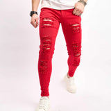 WIAOFELLAS  -  Daily Simple Pencil Pants Men Tight Fit Hole Jeans Spring Summer Fashion Vintage Skinny Stretch Denim Trousers Streetwear